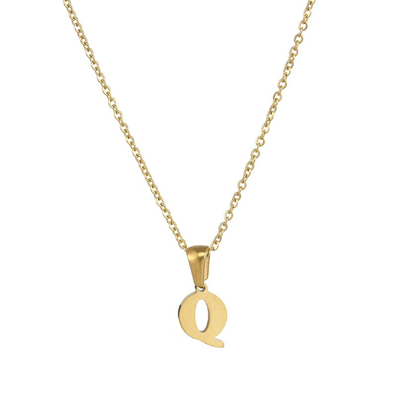 Gold color / 1 Piece Simple Series Simple Letter Q Stainless Steel 18K Gold Plated Women's Pendant Necklaces Picture17